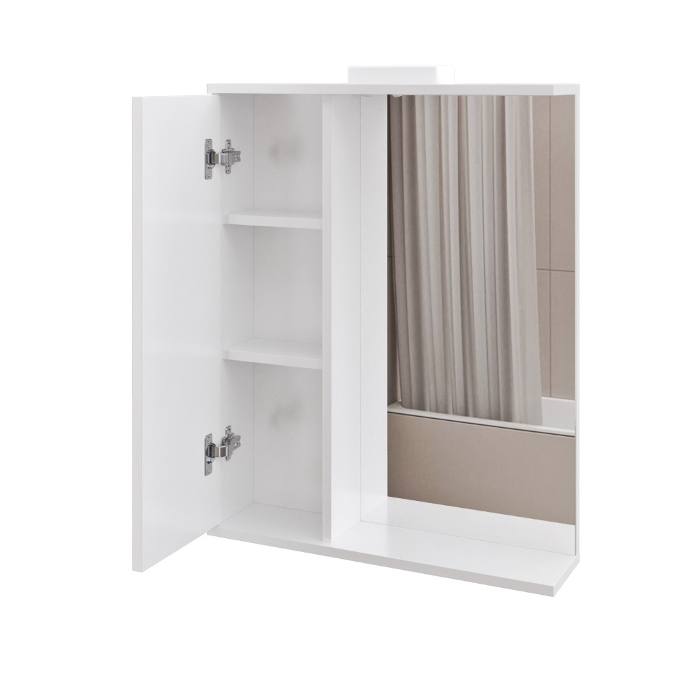 Дзеркало з шкафчиком підвісна MEBLIBUD EVA 60см з Led підсвіткою правостороннє