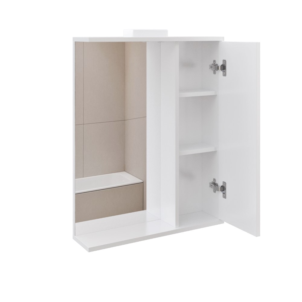 Дзеркало з шкафчиком підвісна MEBLIBUD EVA 60см з Led підсвіткою лівостороннє 