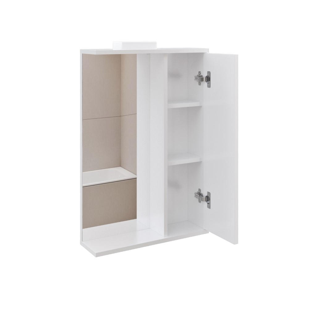 Дзеркало з шкафчиком підвісна MEBLIBUD EVA 50см з Led підсвіткою лівостороннє