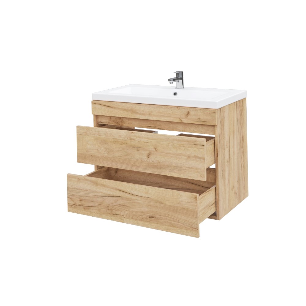 Тумба підвісна MEBLIBUD RENE 80 з 2-ма шухлядами з умивальником Cers 80см