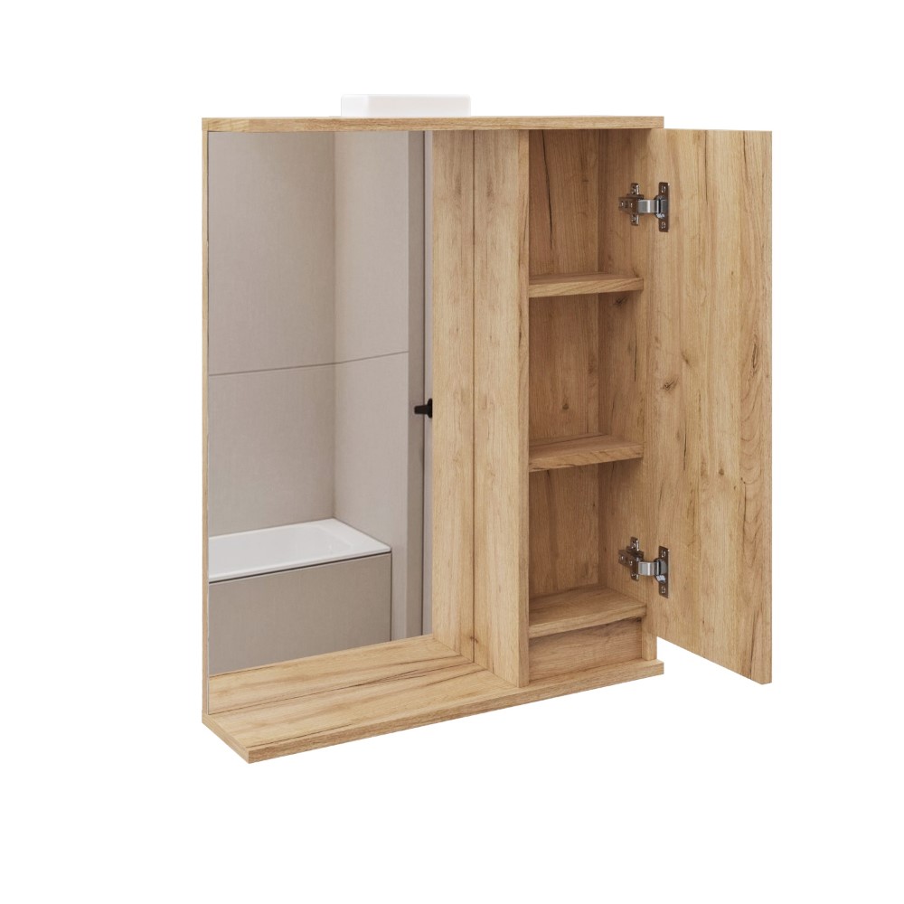 Дзеркало з шкафчиком підвісна MEBLIBUD RENE 60см з Led підсвіткою лівостороннє