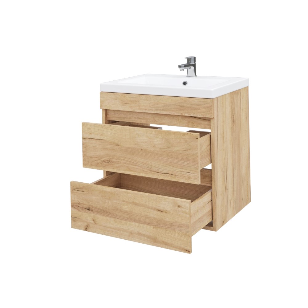 Тумба підвісна MEBLIBUD RENE 60 з 2-ма шухлядами з умивальником Cers 60см