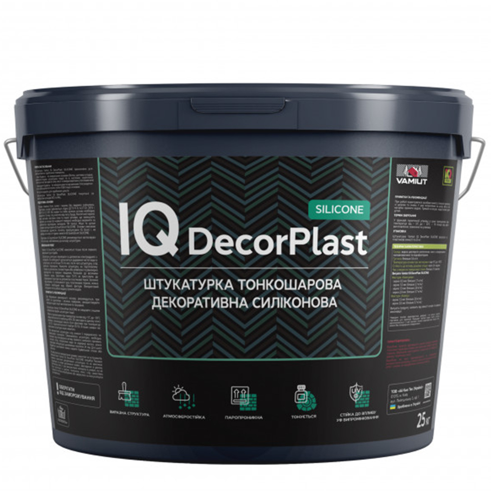 Силіконова декоративна штукатурка "камінцева" IQ DecorPlast SILICONE, T-1,0 mm, 25кг