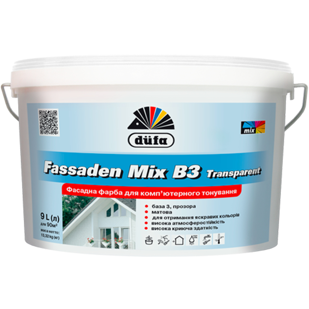 Акрилова фасадна фарба Fasaden Mix B3 transparent, 4,5л