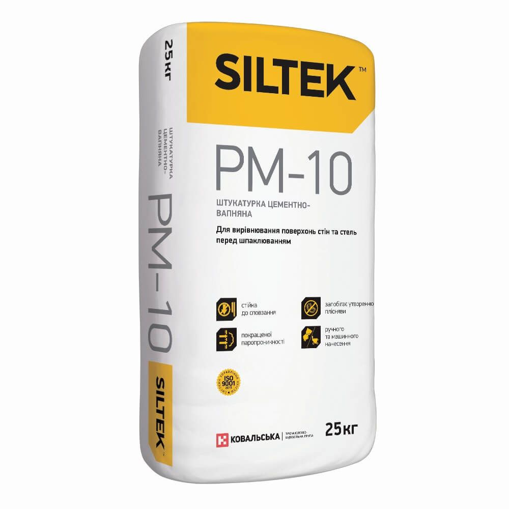 Штукатурка цементно-вапняна. Ручного та машинного нанесення Siltek PM-10, 25кг