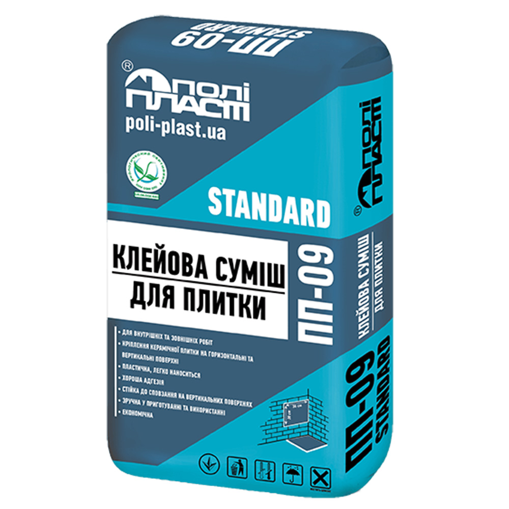 Клейова суміш для плитки стандартна ПП-09, 25 кг