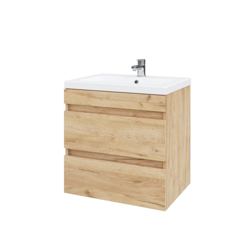 Тумба підвісна MEBLIBUD RENE 60 з 2-ма шухлядами з умивальником Cers 60см