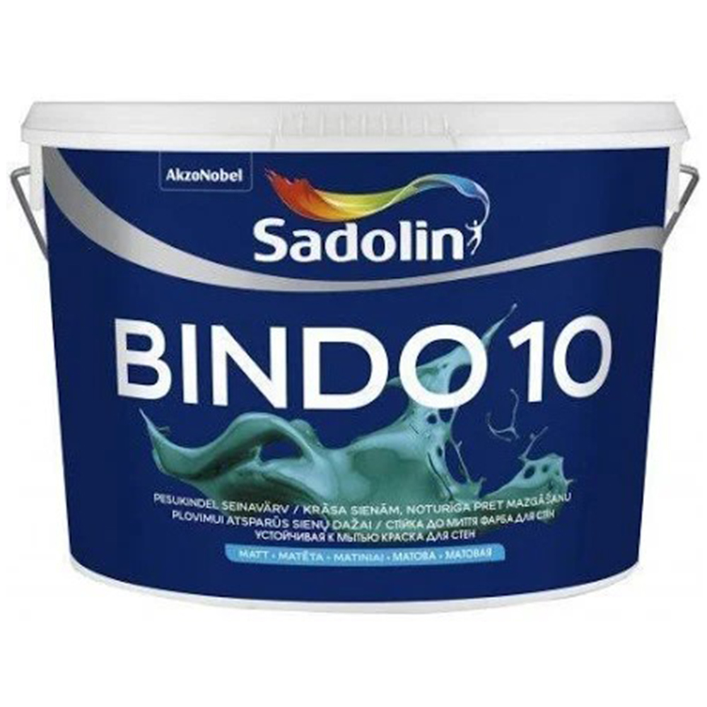 Матовая краска для стен c устойчивостью к мытью BINDO 10 Sadolin, 10л