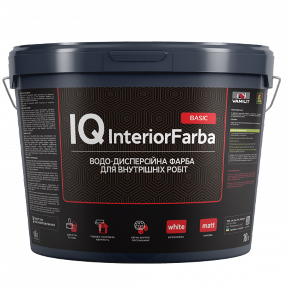 Водно-дисперсійна фарба IQ Interior Farba BASIC, 10л