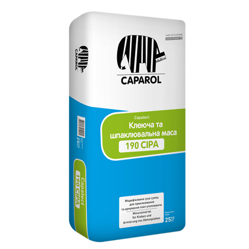 Суміш для утеплювача мінеральна Caparol "Capatect 190 Клеюча та шпаклювальна маса", 25 кг