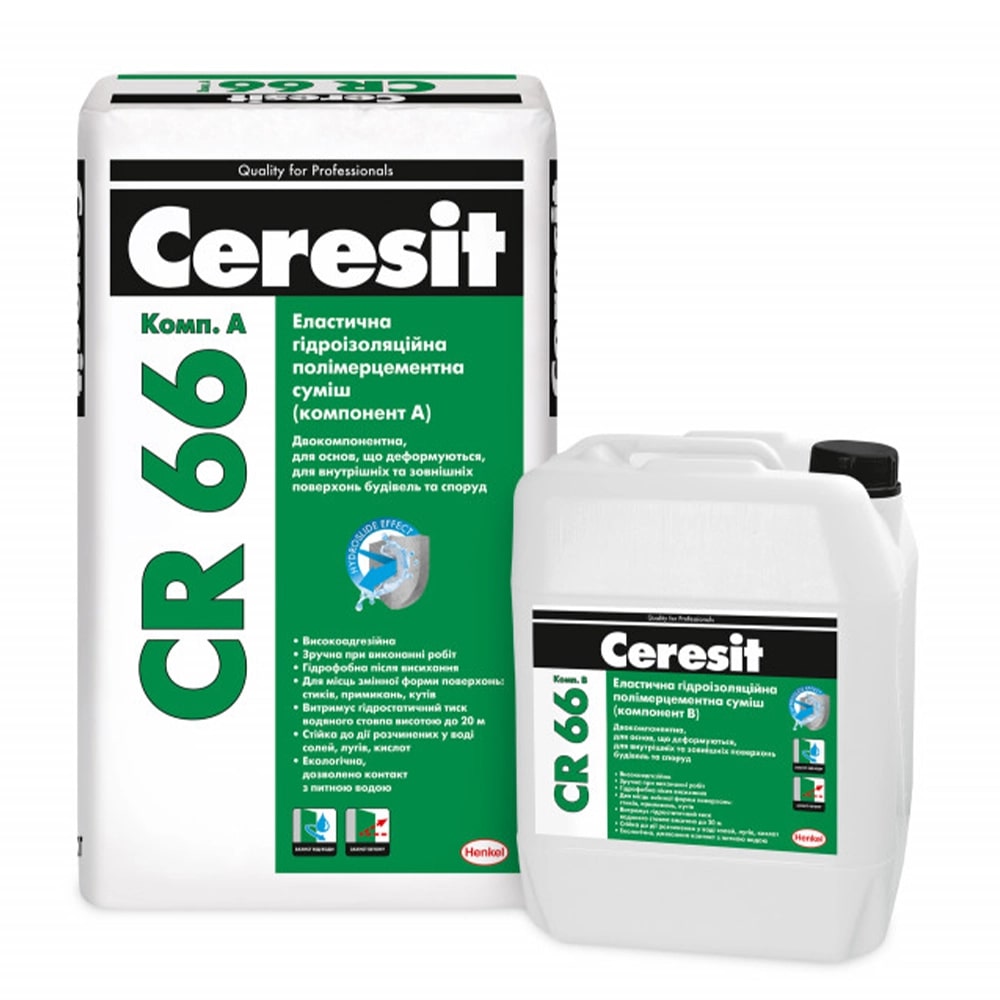 Еластична гідроізоляційна суміш (2к) СR 66 17,5 + 5 кг