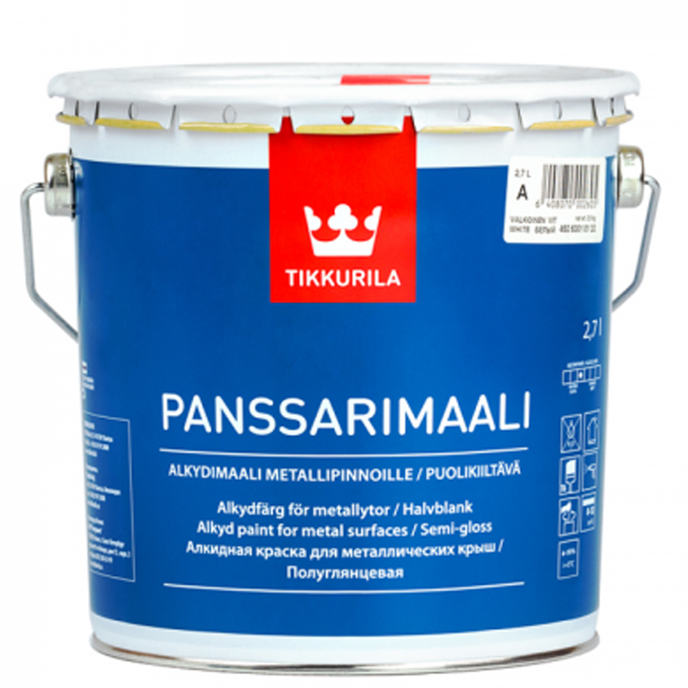 Алкідна фарба для металевих дахів Panssarimaali (Панссарімаалі), базис "C", 9 л