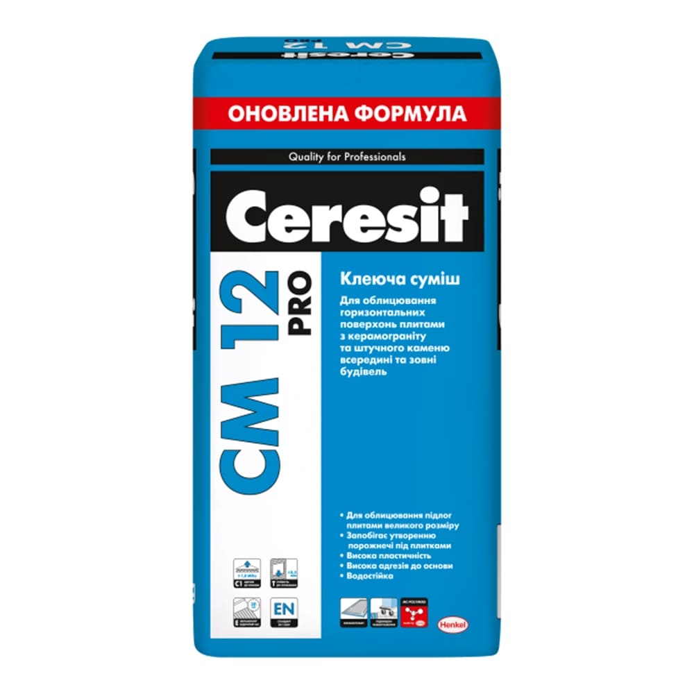 Клеюча суміш для плит для підлоги і керамограніта CM 12 pro 27 кг