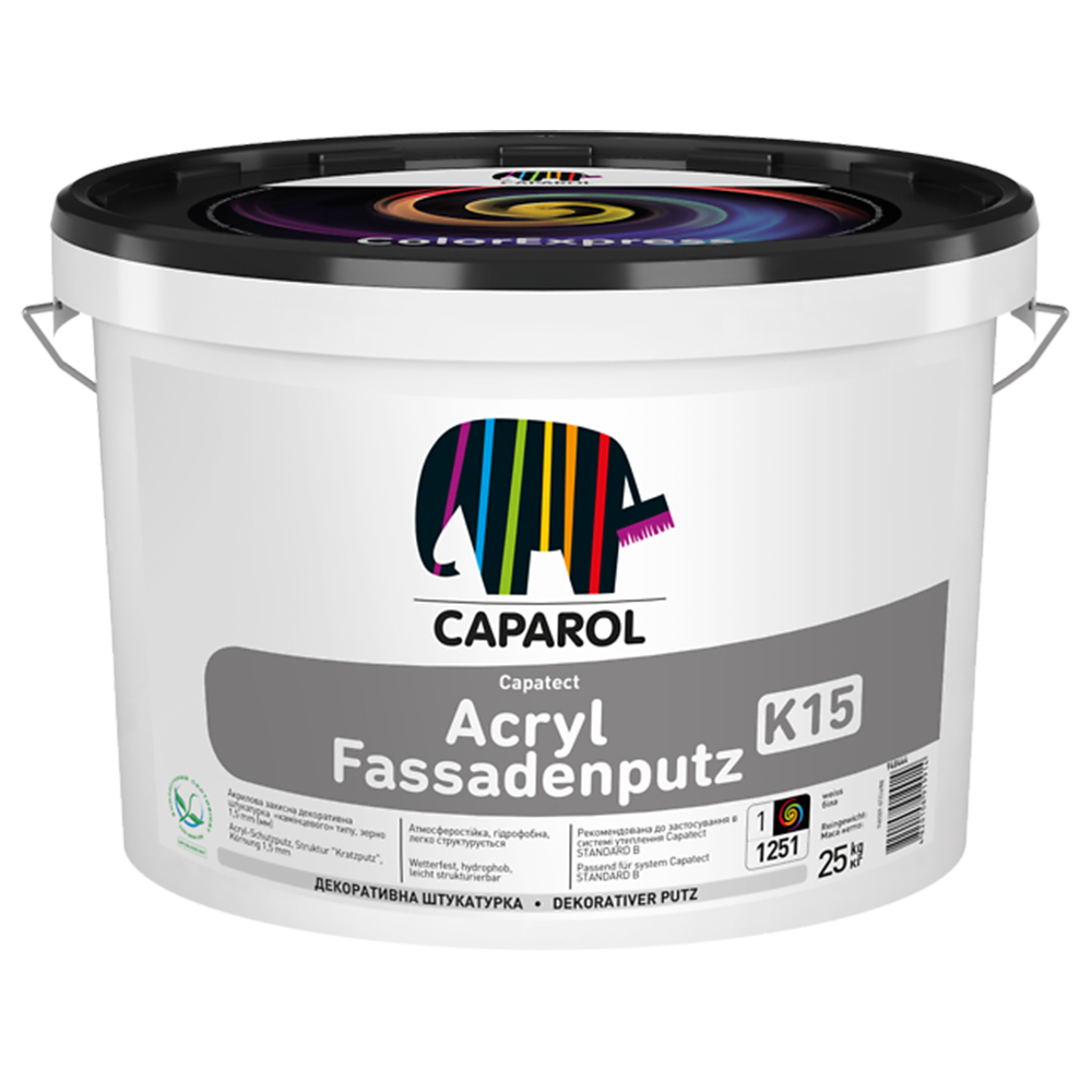 Штукатурка фасадна акрилова Caparol "Capatect Acryl Fassadenputz K15", База біла, 25 кг