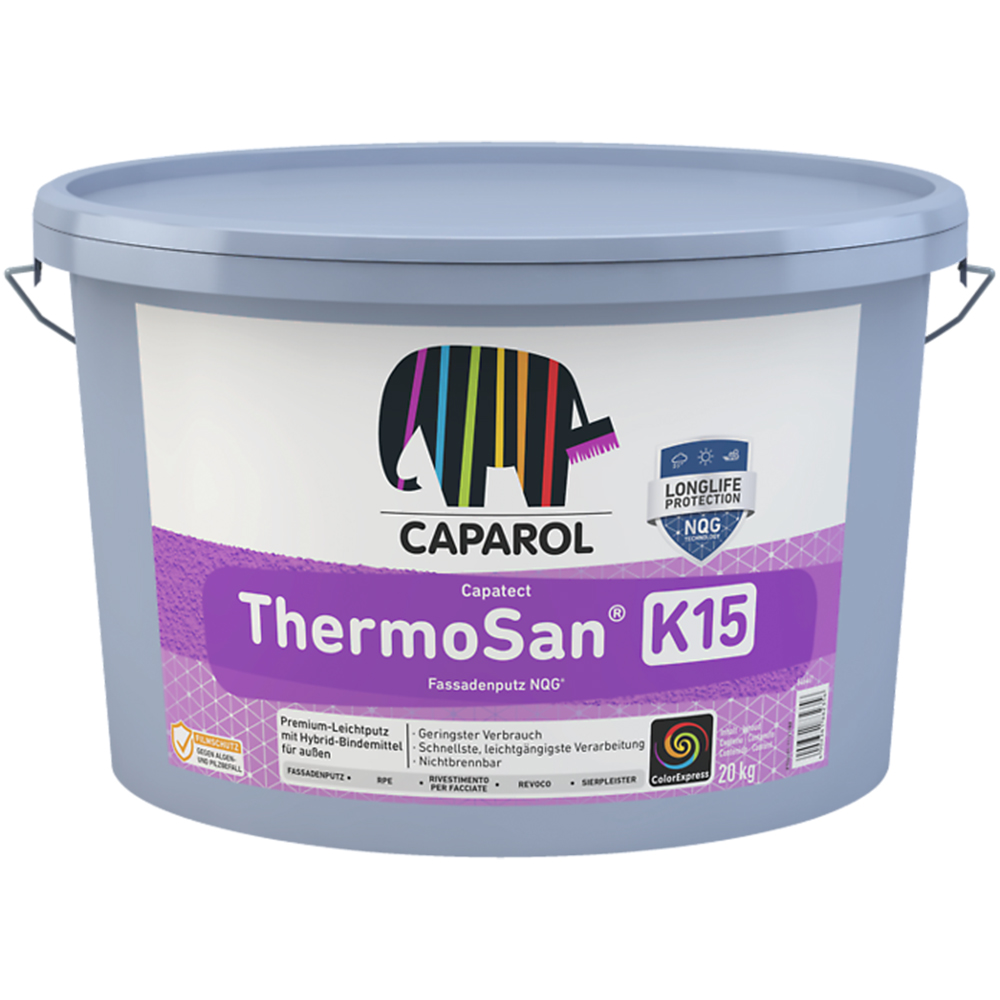 Штукатурка фасадна гібридна Caparol "ThermoSan Fassadenputz NQG K15", База біла, 20 кг