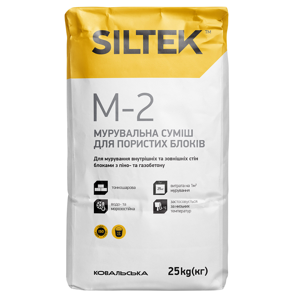 Кладочна суміш для пористих блоків Siltek М-2 "Літо", 25кг
