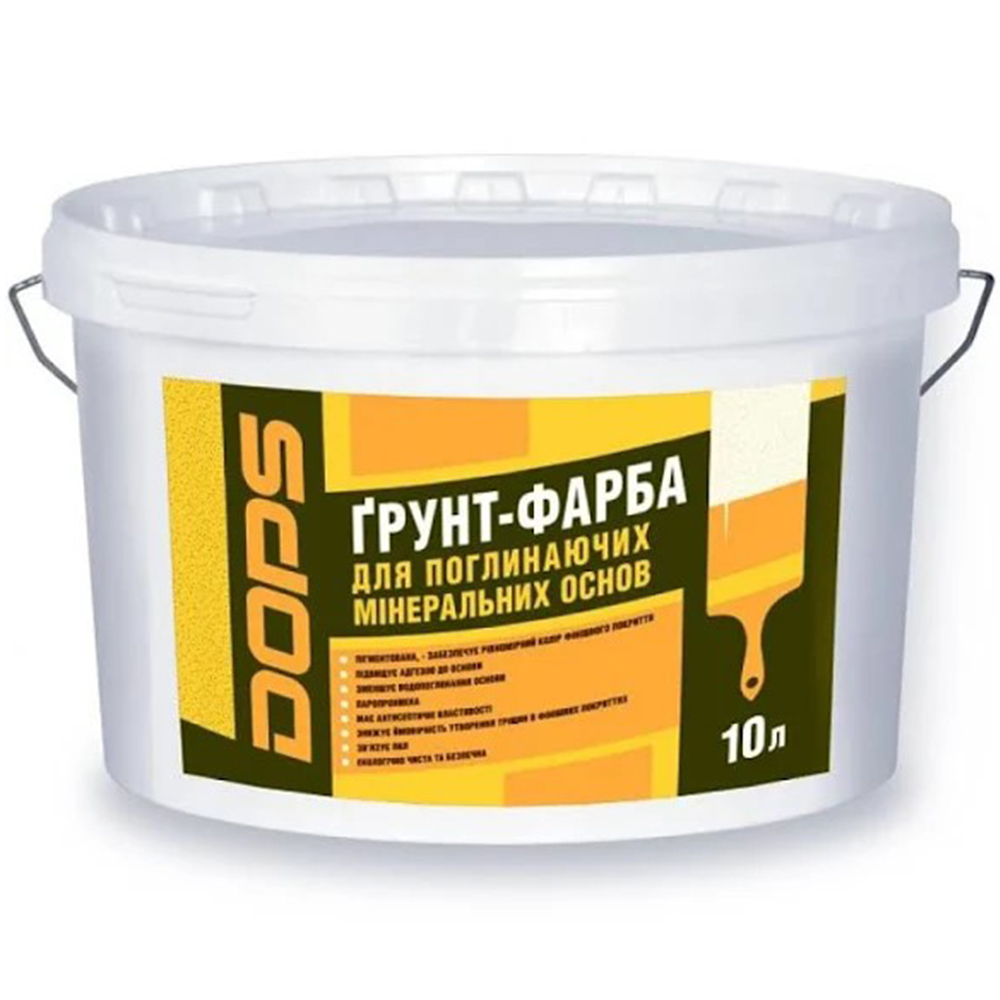 Грунтуюча фарба для всмоктуючих мінеральних підстав Dops ГС-18, 10 л