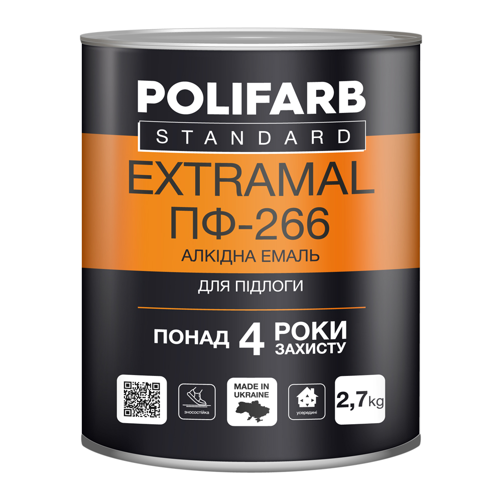 Алкідна емаль Polifarb ПФ-266 для підлоги, Червоно-коричнева, 2,7 кг