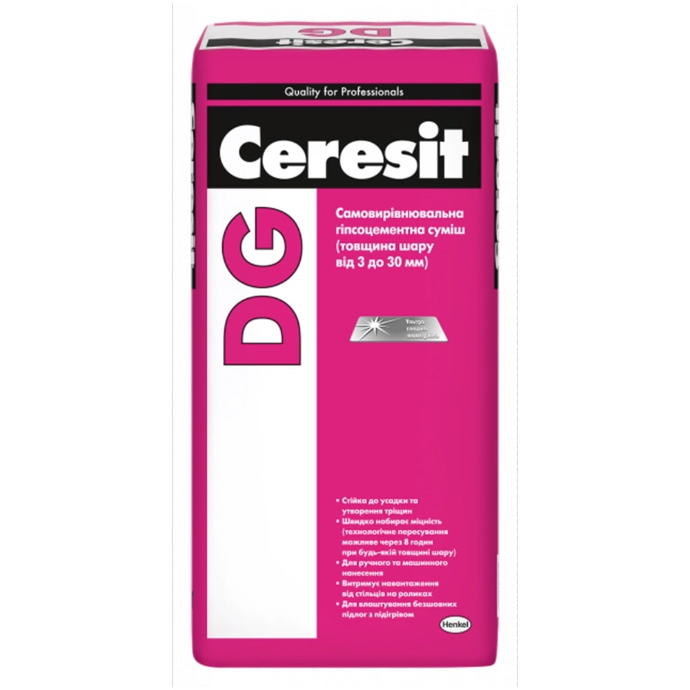 Ceresit DG Самовыравнивающиеся гипсово-цементная смесь (толщина слоя от 3 до 30мм), 25 кг