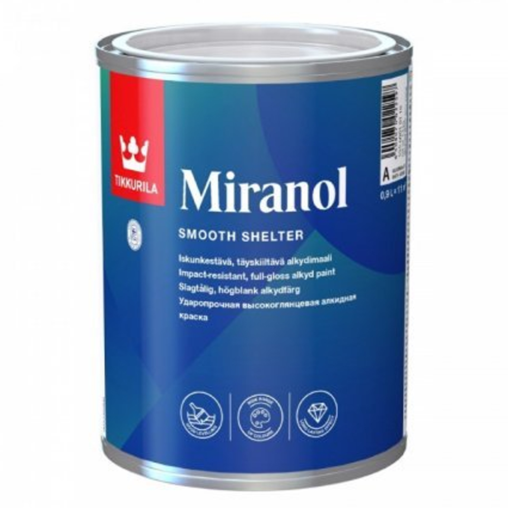 Алкідна емаль для металевих і дерев'яних поверхонь Miranol (Міранол), базис "A", 0,9 л