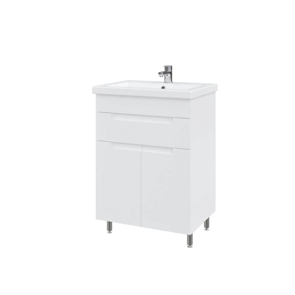 Тумба підлогова MEBLIBUD EVA 60 з 2-ма дверцятами з шухлядою з умивальником Cers 60см