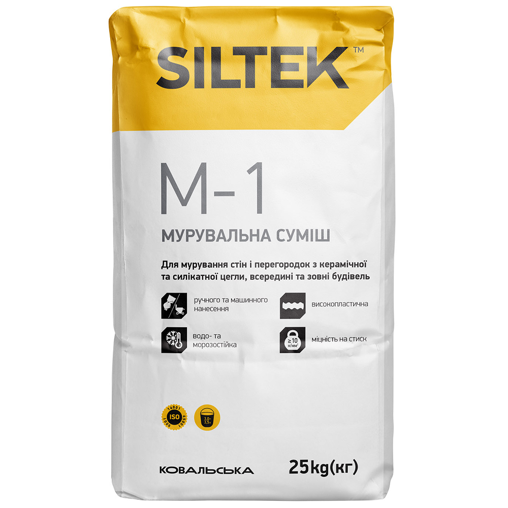 Кладочна суміш Siltek М-1-100, Міцність 10 МПа. "Зима", 25кг