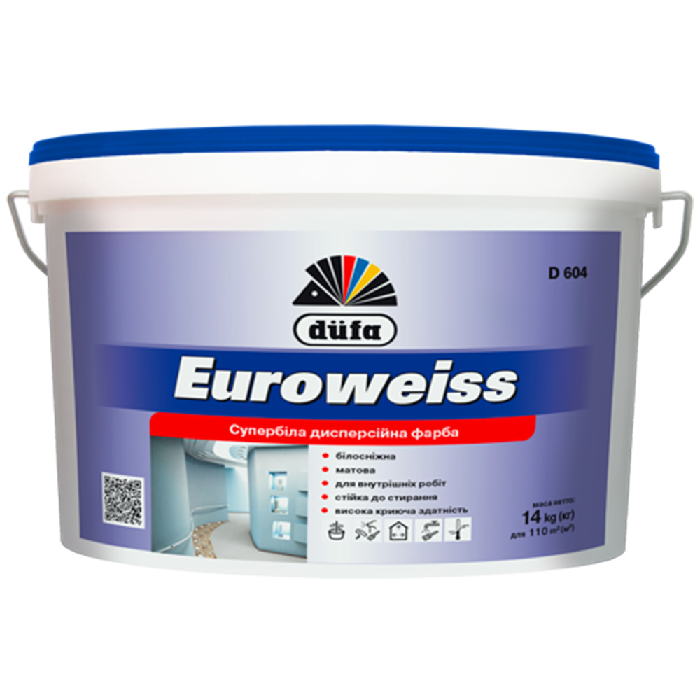 Декоративна супербіла фарба Euroweiss D604, 7кг