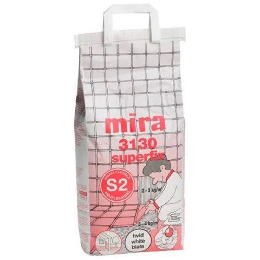 Mira 3130 superfix (білий) - клей для мармуру, мозаїки, плитки, натурального каменю, Клас C2TE S2, 5 кг