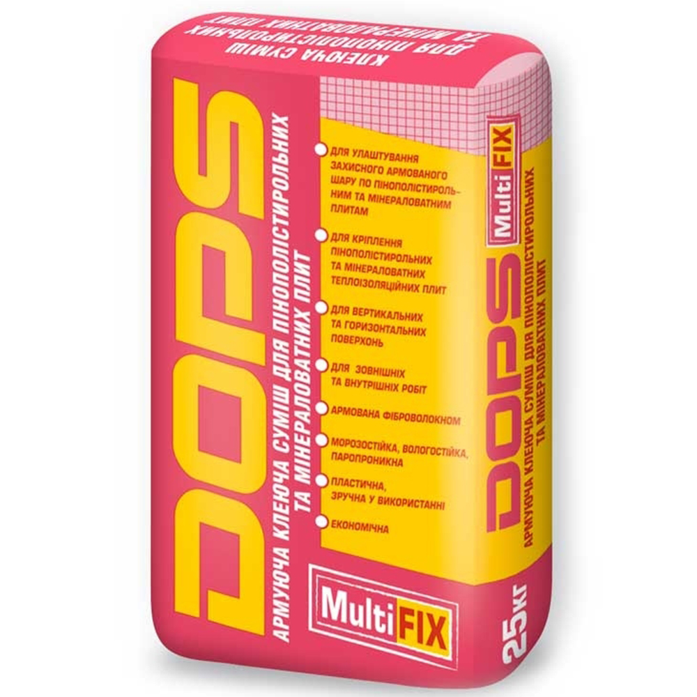 Клейова суміш для кріплення і армуючого шару Dops MultiFix, 25 кг