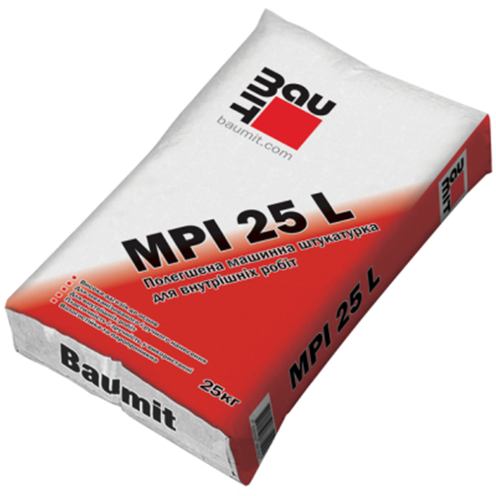 MPI-25 L цементно-вапняна штукатурна суміш для внутрішніх робіт, 25кг