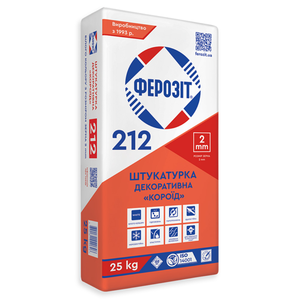 Ферозіт 212 Штукатурка з декоративною фактурою типу "Короїд" з розміром зерна 2 мм 25кг