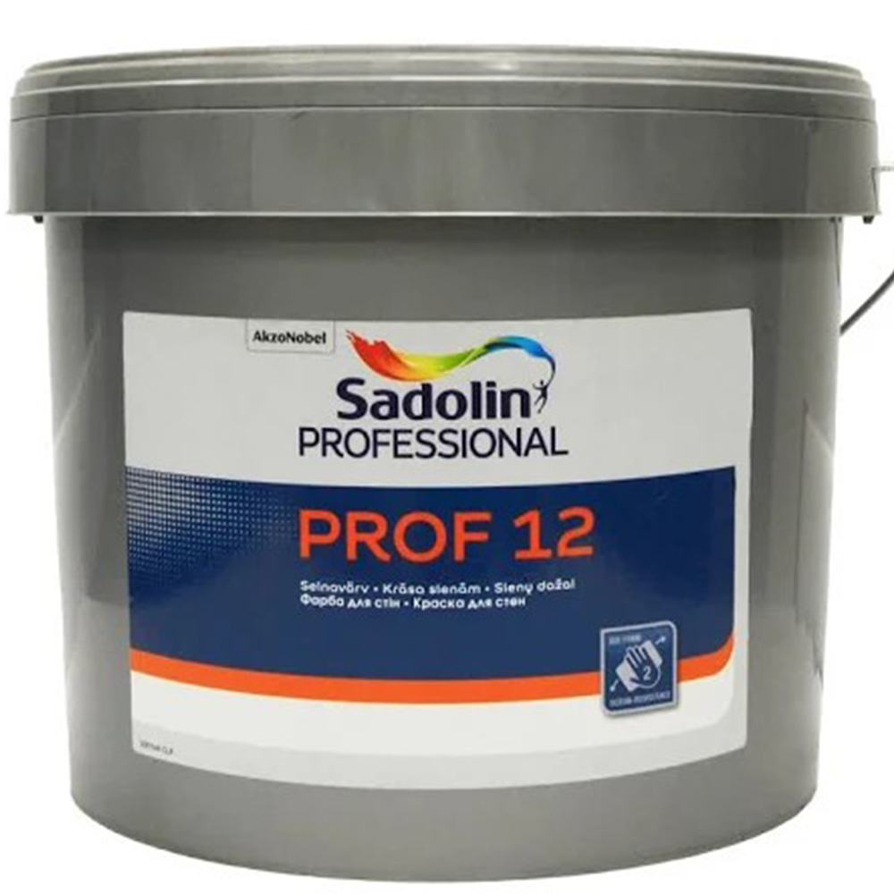 Напівматова латексна фарба PROF 12 Sadolin, біла, 10л
