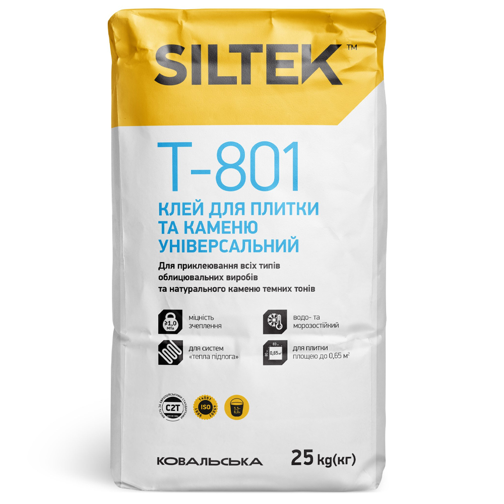 Клей для плитки і каменю універсальний Siltek Т-801, 25кг
