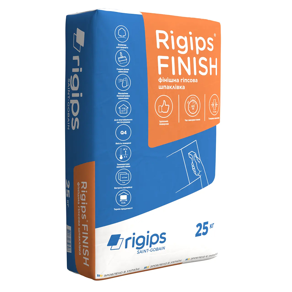 Гіпсова шпаклівка RIGIPS FINISH, 25 кг
