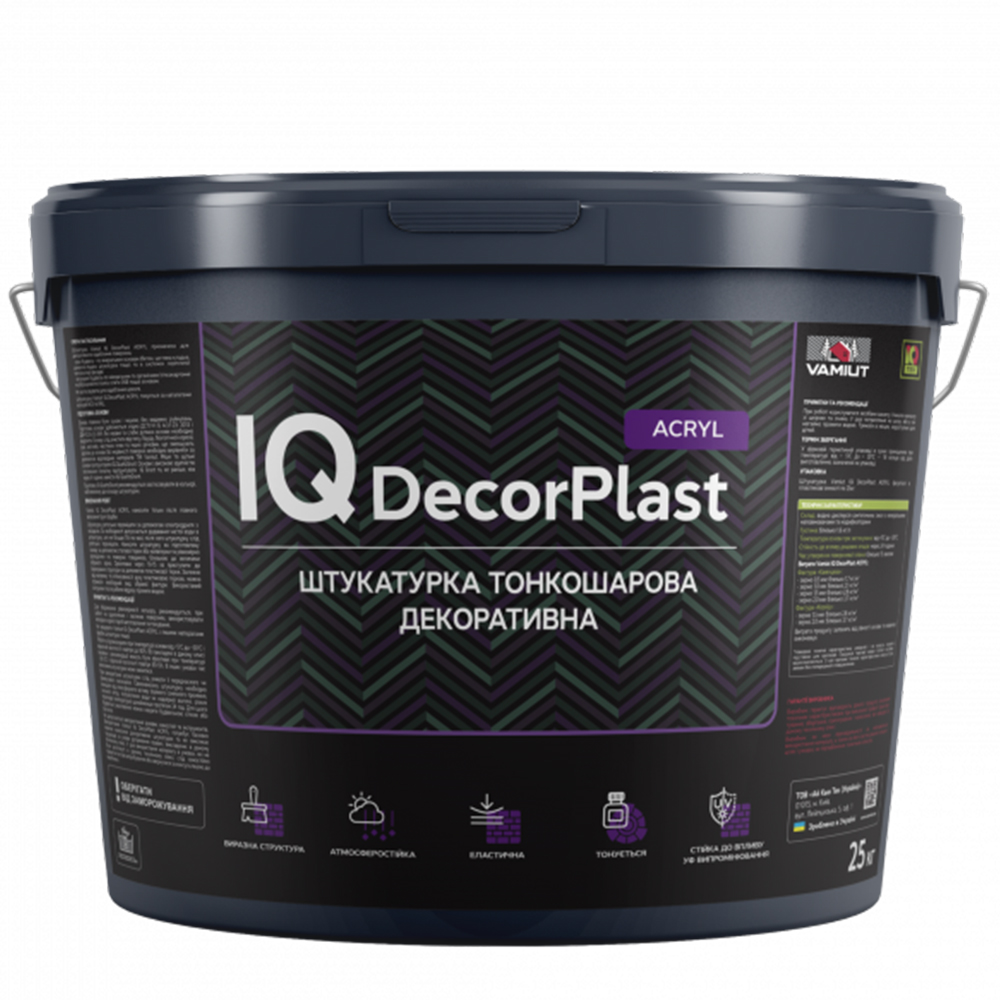 Акрилова декоративна штукатурка, "камінцева" IQ DecorPlast ACRYL, T-1,0 mm, 25кг