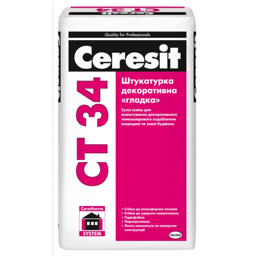 Штукатурка декоративна "гладка" CT 34 25 кг