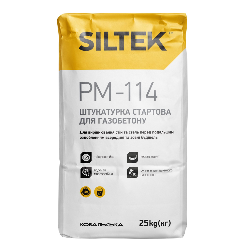 Штукатурка стартова для газобетону Siltek PМ-114, 25кг