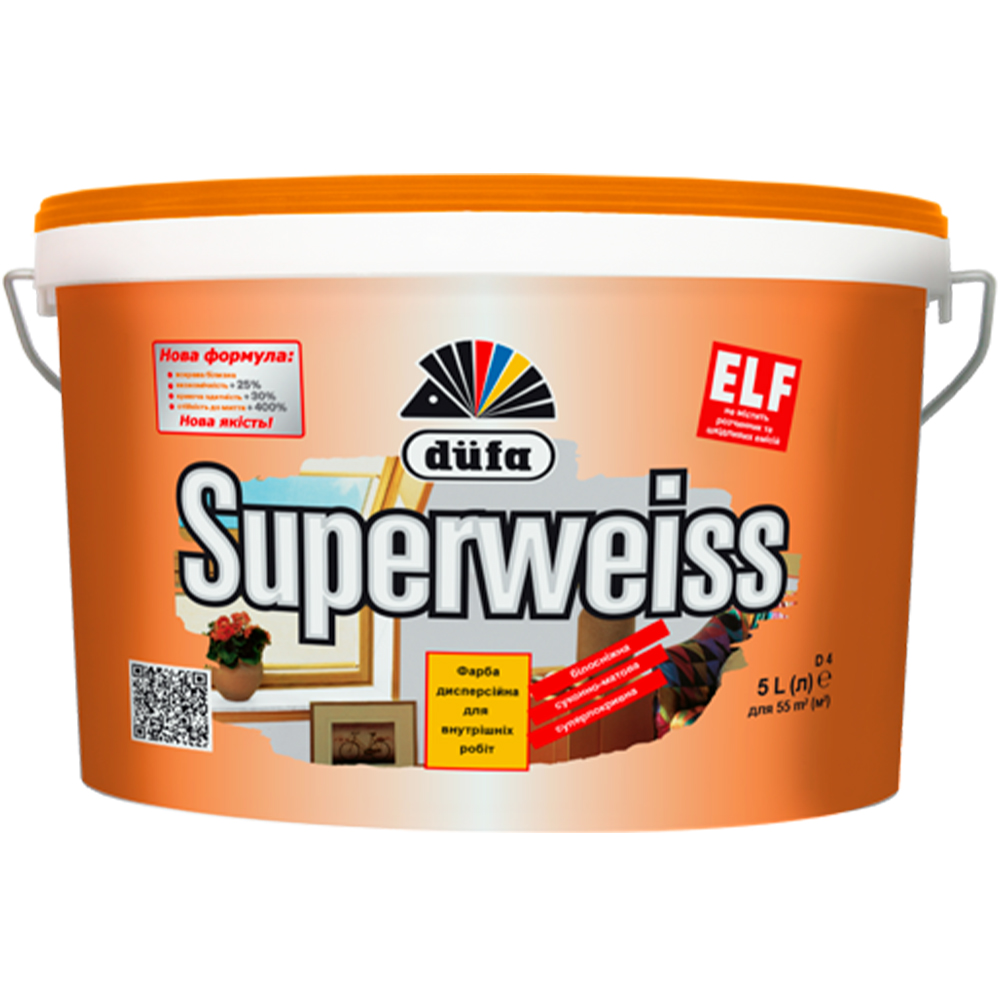 Суперстійкий вінілова фарба Superweiss D4, 10л