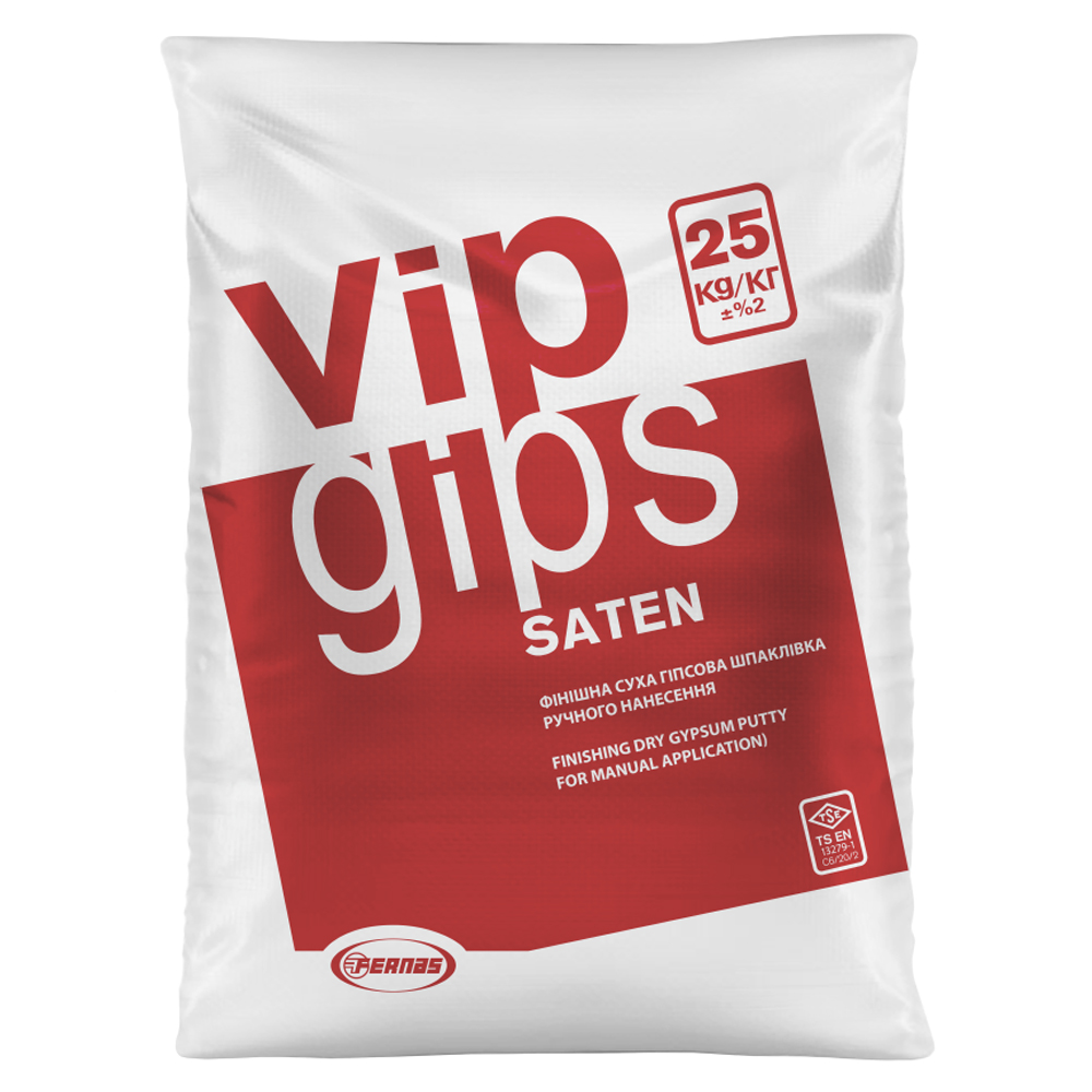 Vip Gips SATEN гіпсова шпаклевка, 25 кг