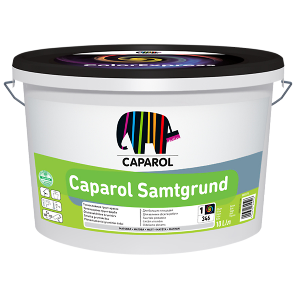Грунт-краска интерьерная латексная матовая Caparol «SamtGrund E.L.F.» База 1, 10 л Белая