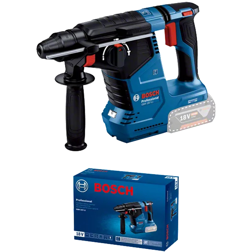 Перфоратор Li-Ion 18 В Bosch GBH 187-LI, 2 x GBA 18V 5.0Ah, GAL 1880 CV, кейс