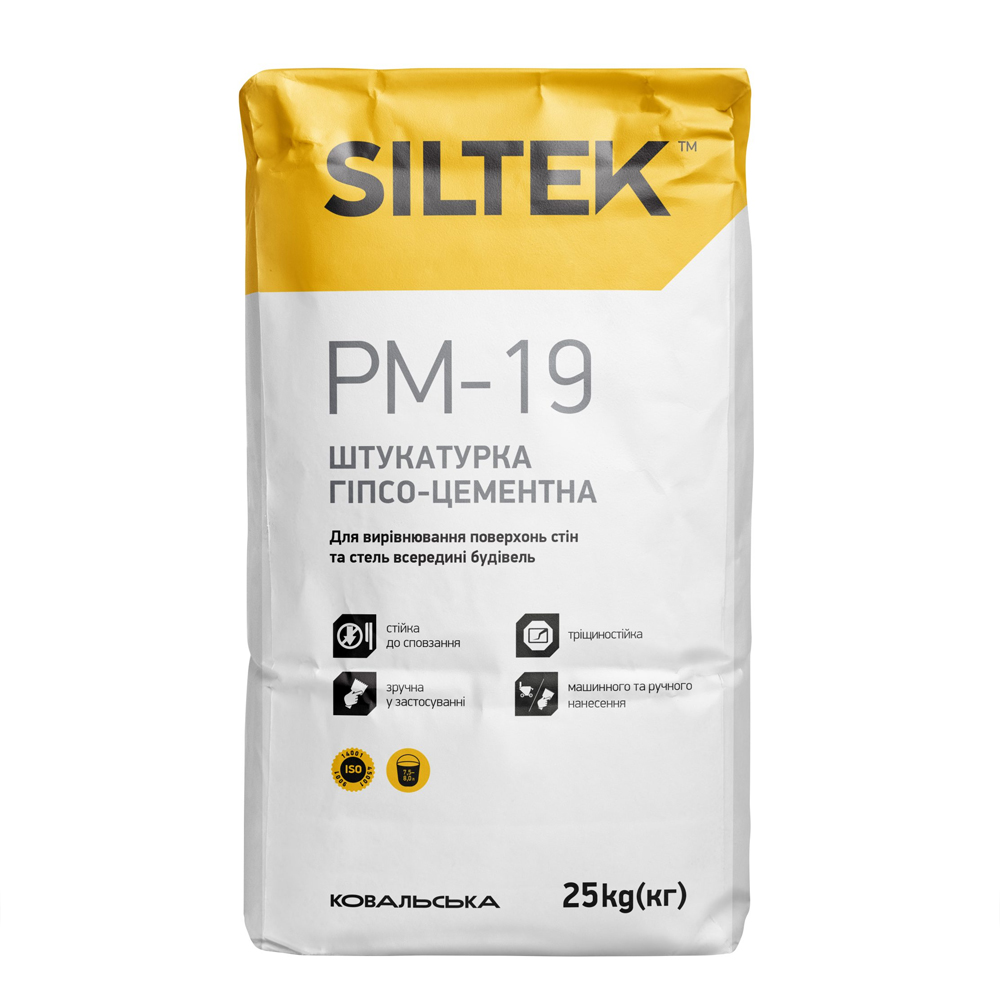 Штукатурка гіпсо-цементна Siltek PМ-19, 25кг