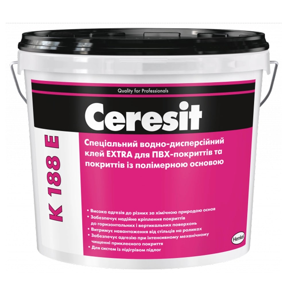 Ceresit K188E Клей для ПВХ, ХВ, поліуретанових, гумових покриттів, 12 кг