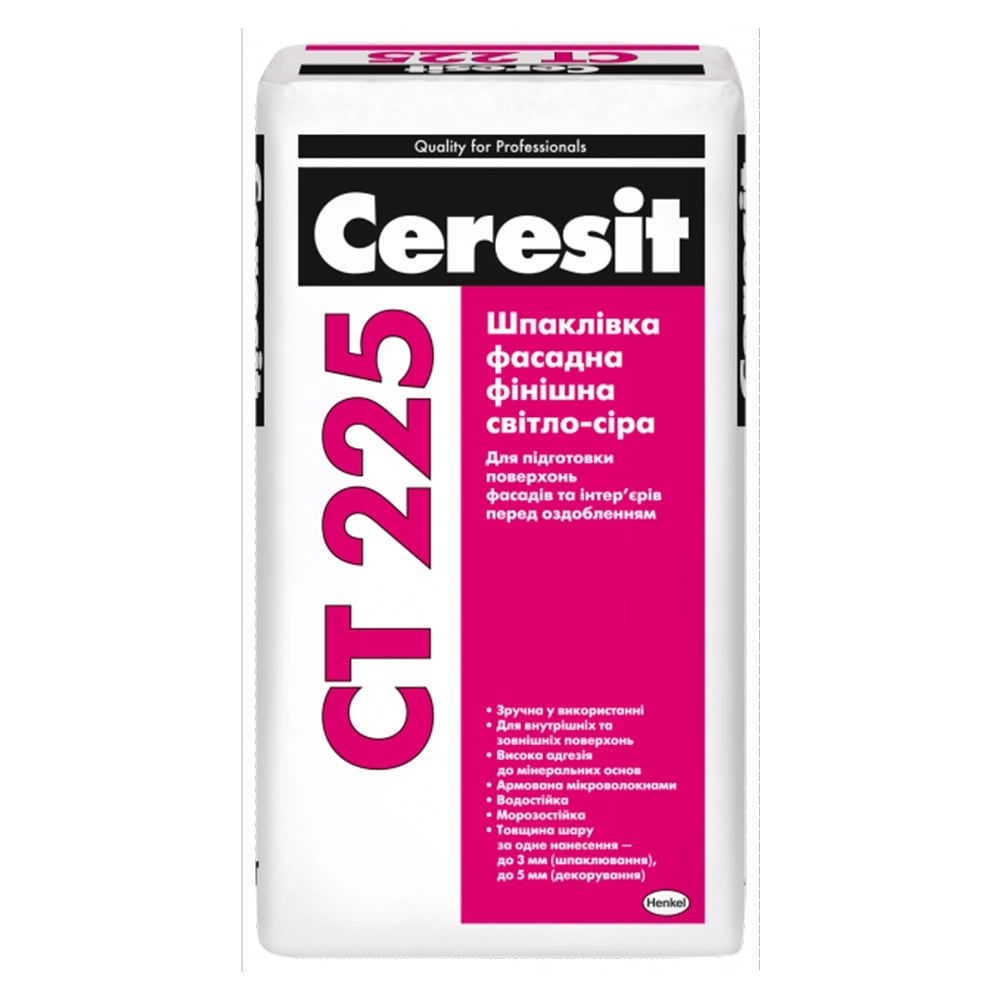 Ceresit CТ 225 Шпаклівка фасадна фінішна сіра 25 кг