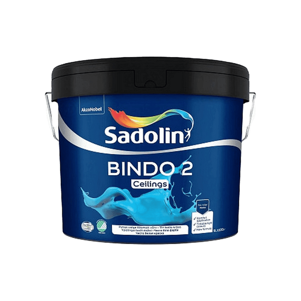 Фарба емульсійна Sadolin Bindo 2, 9 л, яскраво-біла, глибокоматовий