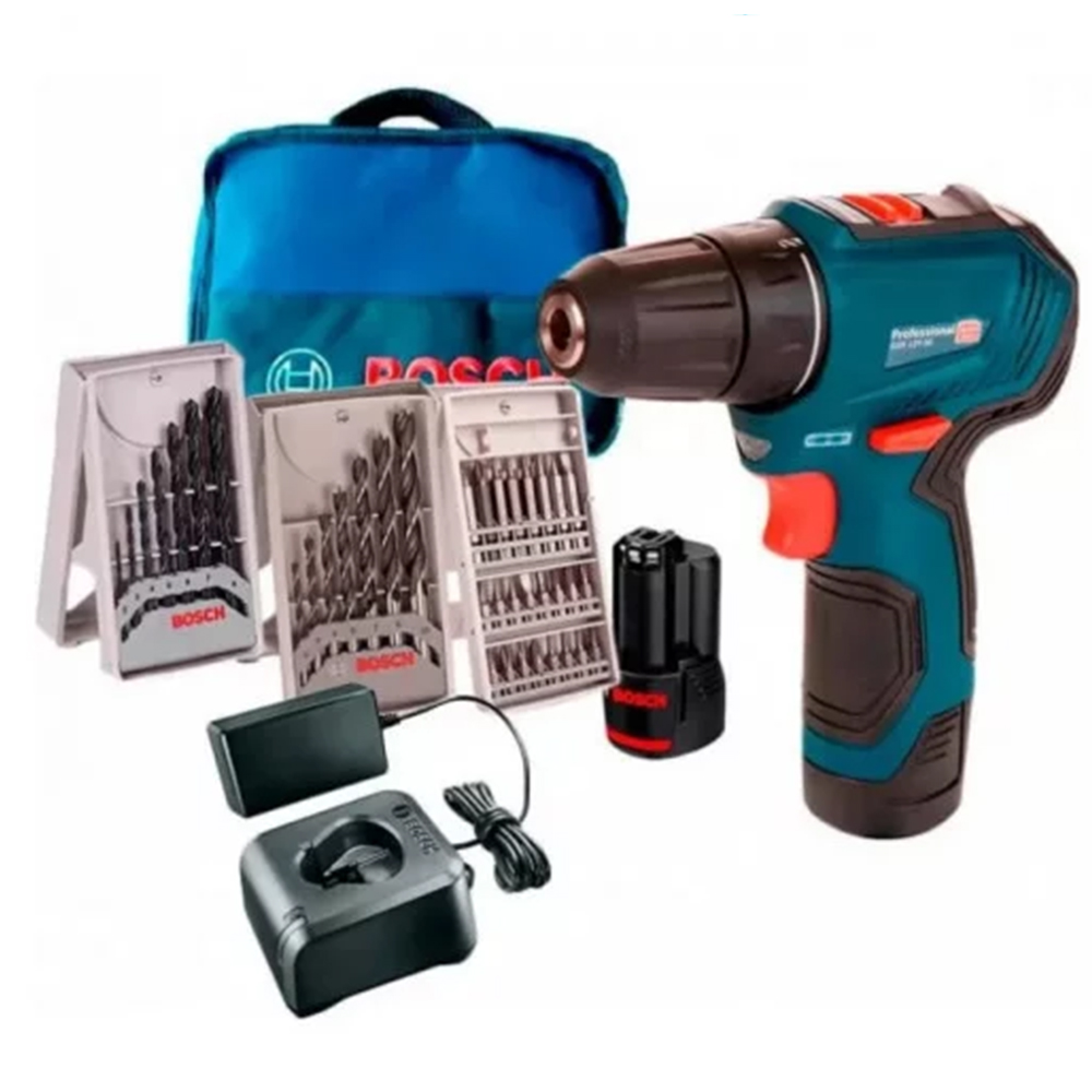 Дрель-шуруповерт Li-Ion 12 В Bosch GSR 12V-30 с 2 x GBA 12V 2.0Ah, GAL 12V-40 и набором АС (39 шт.)